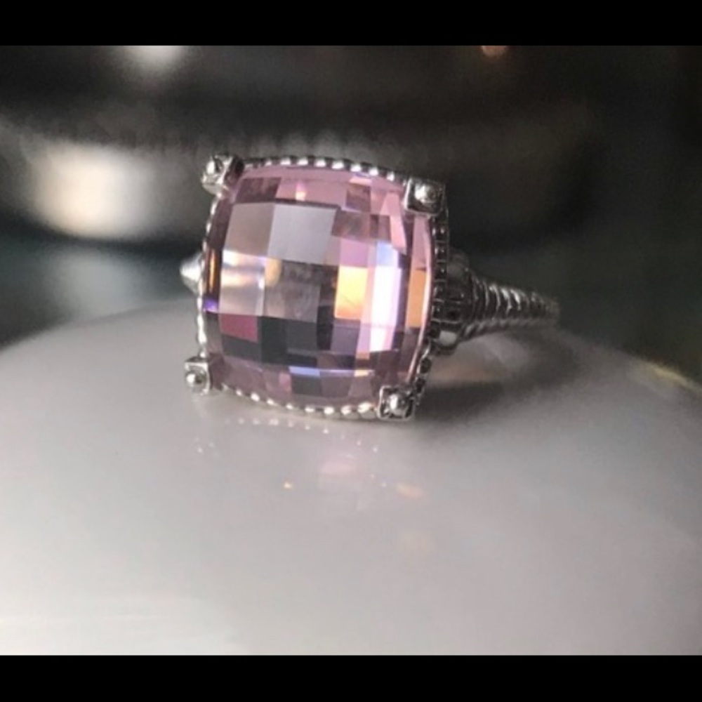 7.5 beautiful sterling silver Judith Ripka Pink crystal ring.